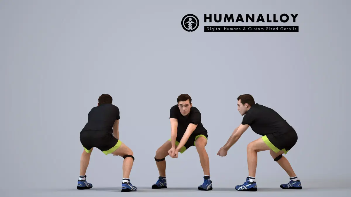 00510Gael008 - Adult Caucasian man crouching in athletic 3D model