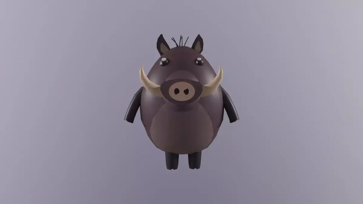 Pig LowPoly warthog Free low-poly 3D model