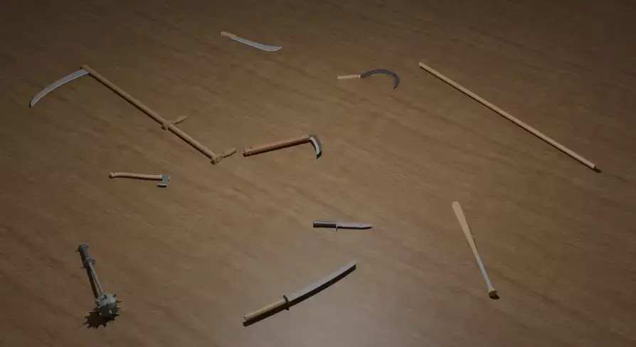 Polygonal melee weapons pack Low-poly 3D model