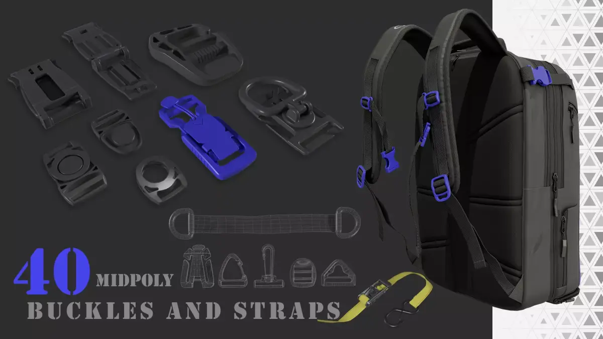 Buckle  and straps Low-poly 3D model