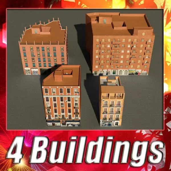 Building Collection 61-64 Low-poly 3D model