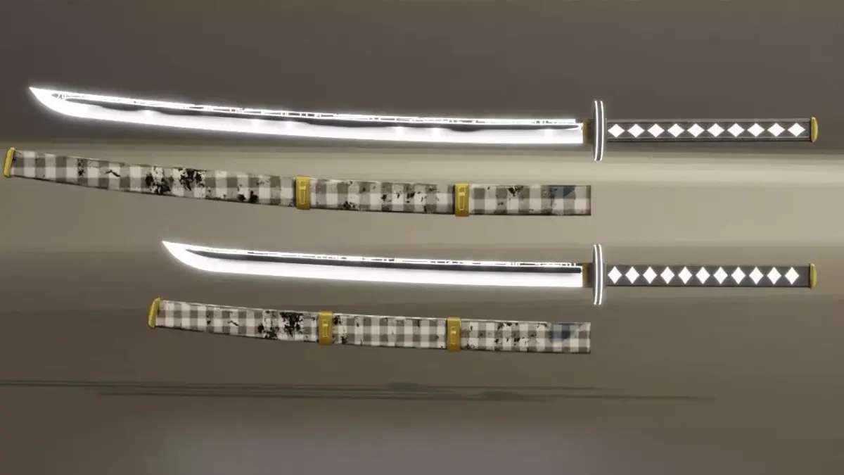 Sci-fi samurai Katana set with Wakizashi Low-poly 3D model
