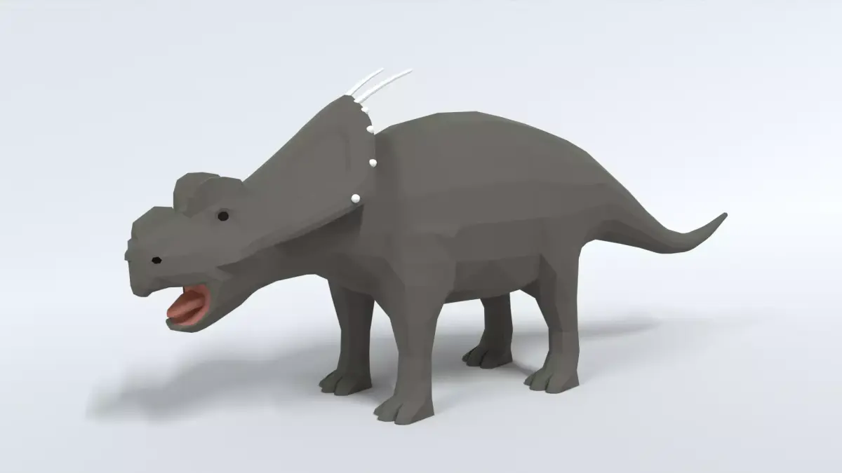 Low Poly Cartoon Achelousaurus Dinosaur Low-poly 3D model