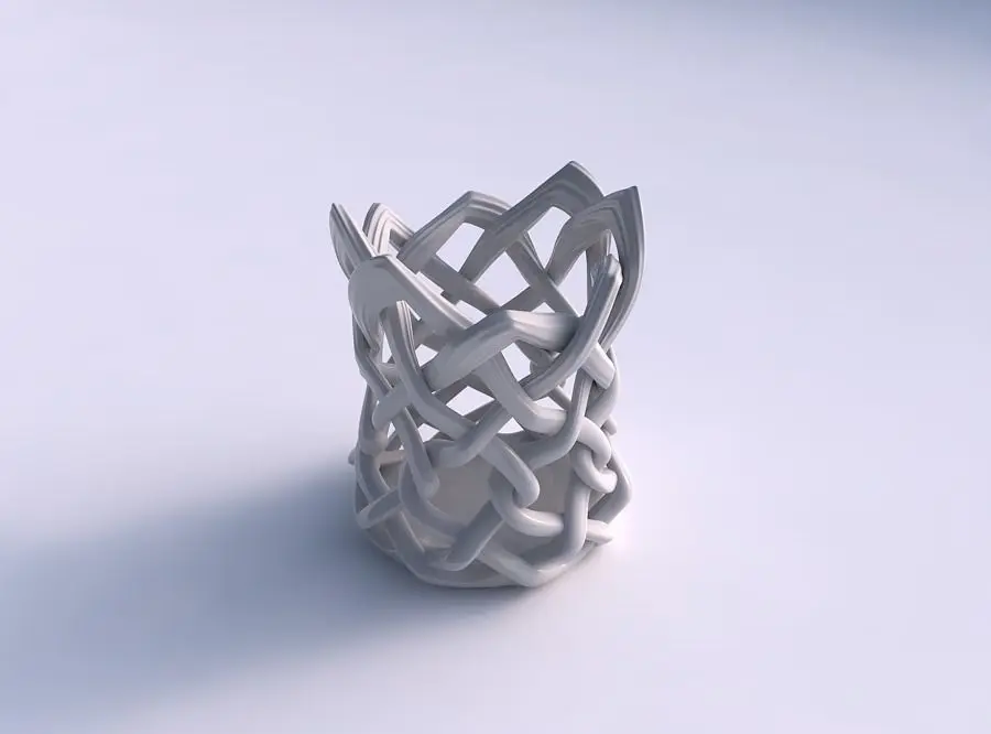 Vase wide on top part with interlacing lattice and extruded l... 3D print model buy