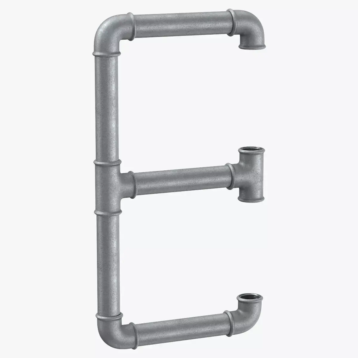 Galvanized Steel Pipe Letter E 3D model