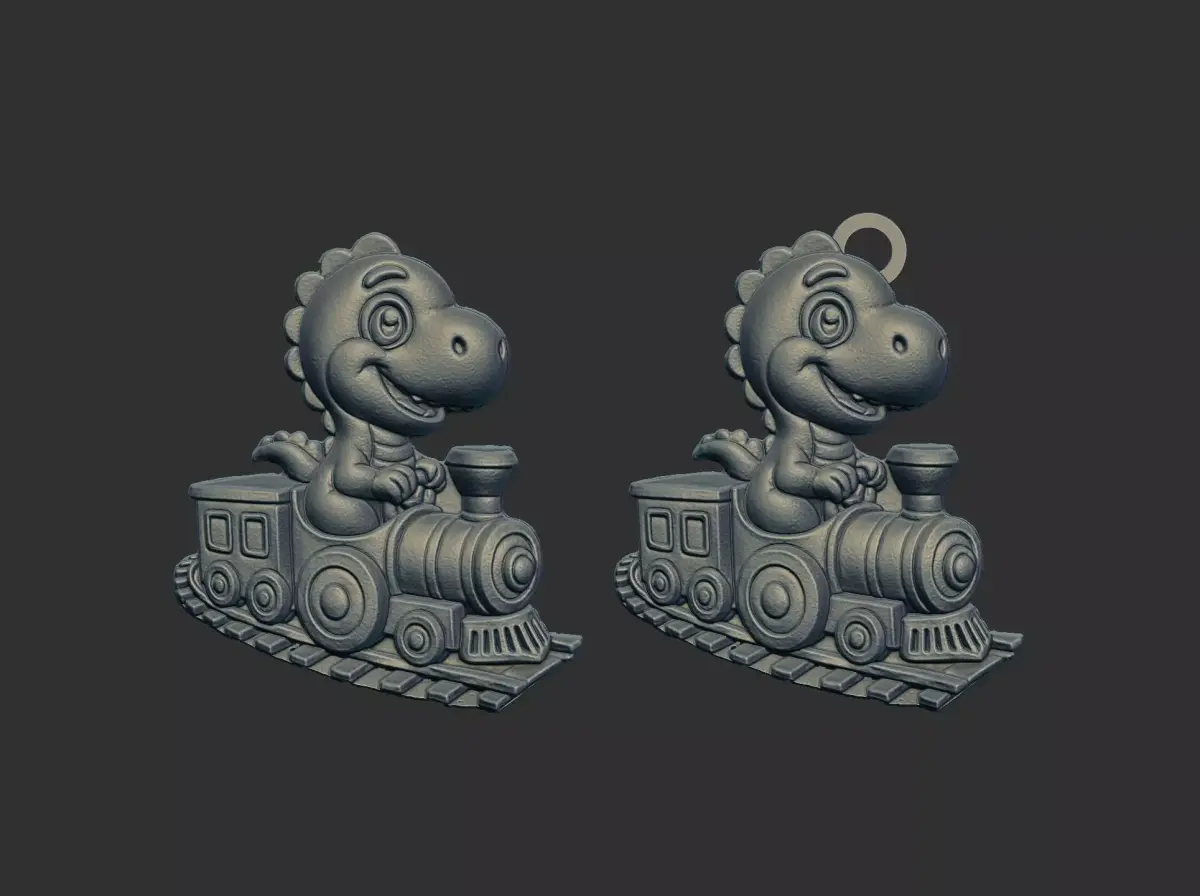cute little dino train cnc keychain model 3D print model