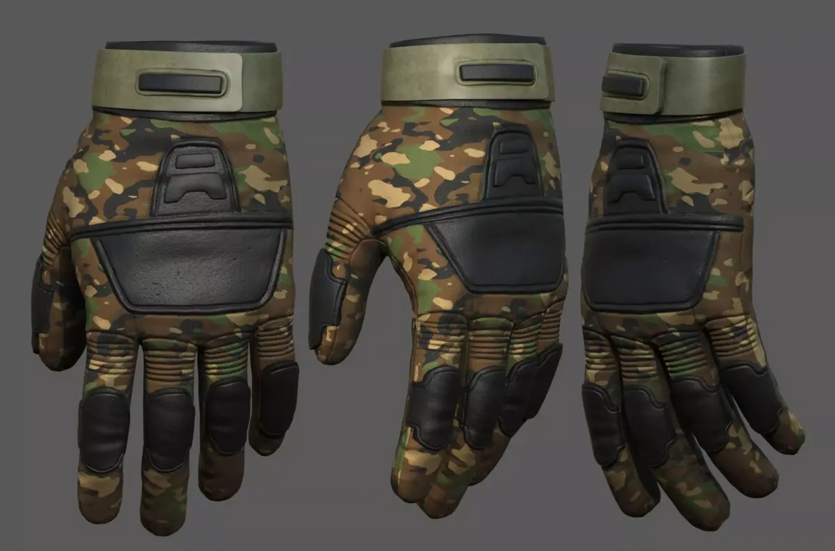 Gloves Sci-fi fantasy human protection camouflage  military  Low-poly 3D model