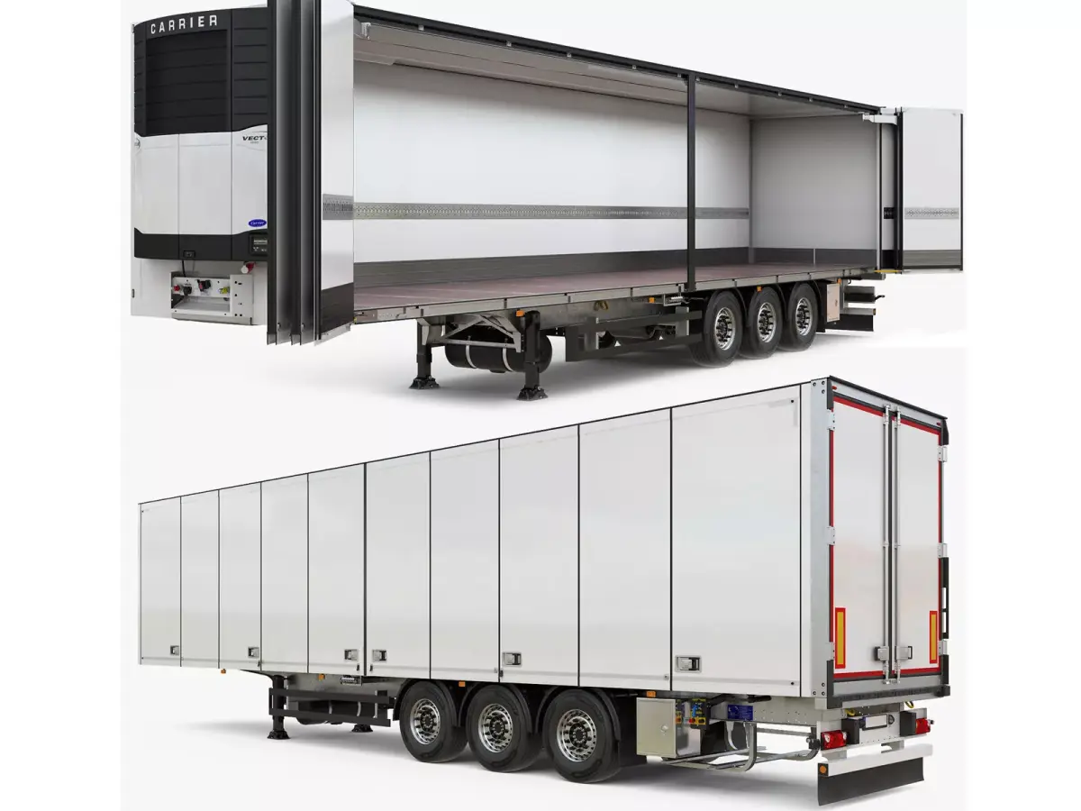 Semi-Trailer With Folding Doos 3D model