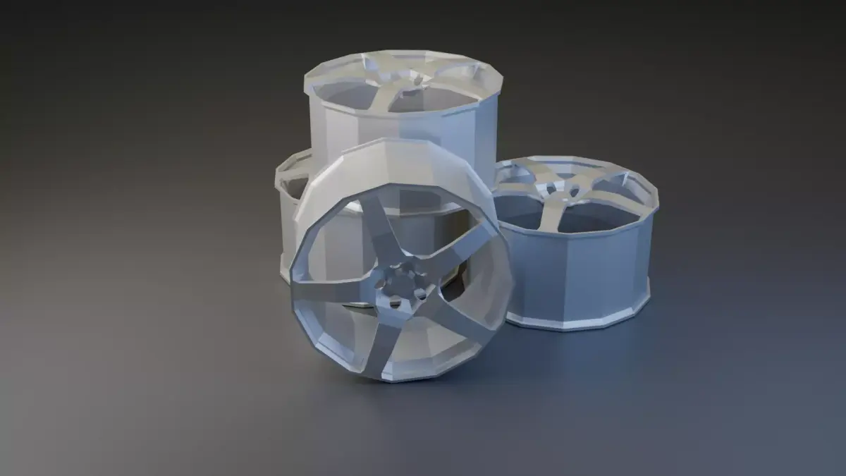 LowPoly basic JDM style rims Low-poly 3D model