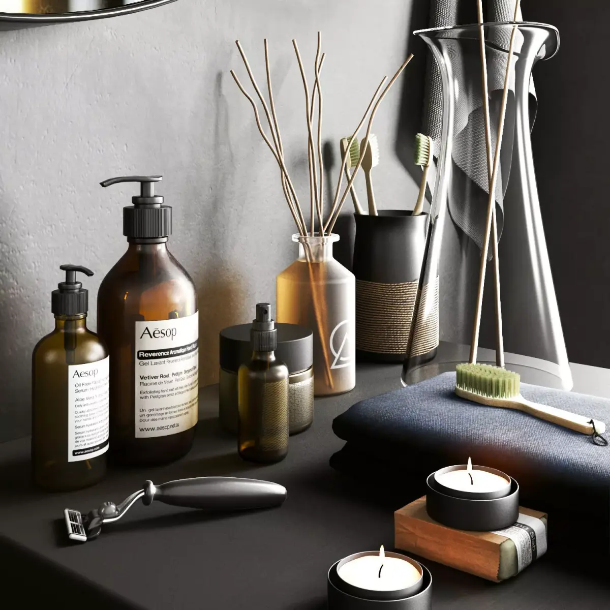 Bathroom Kit Set 3D model Free low-poly 3D model
