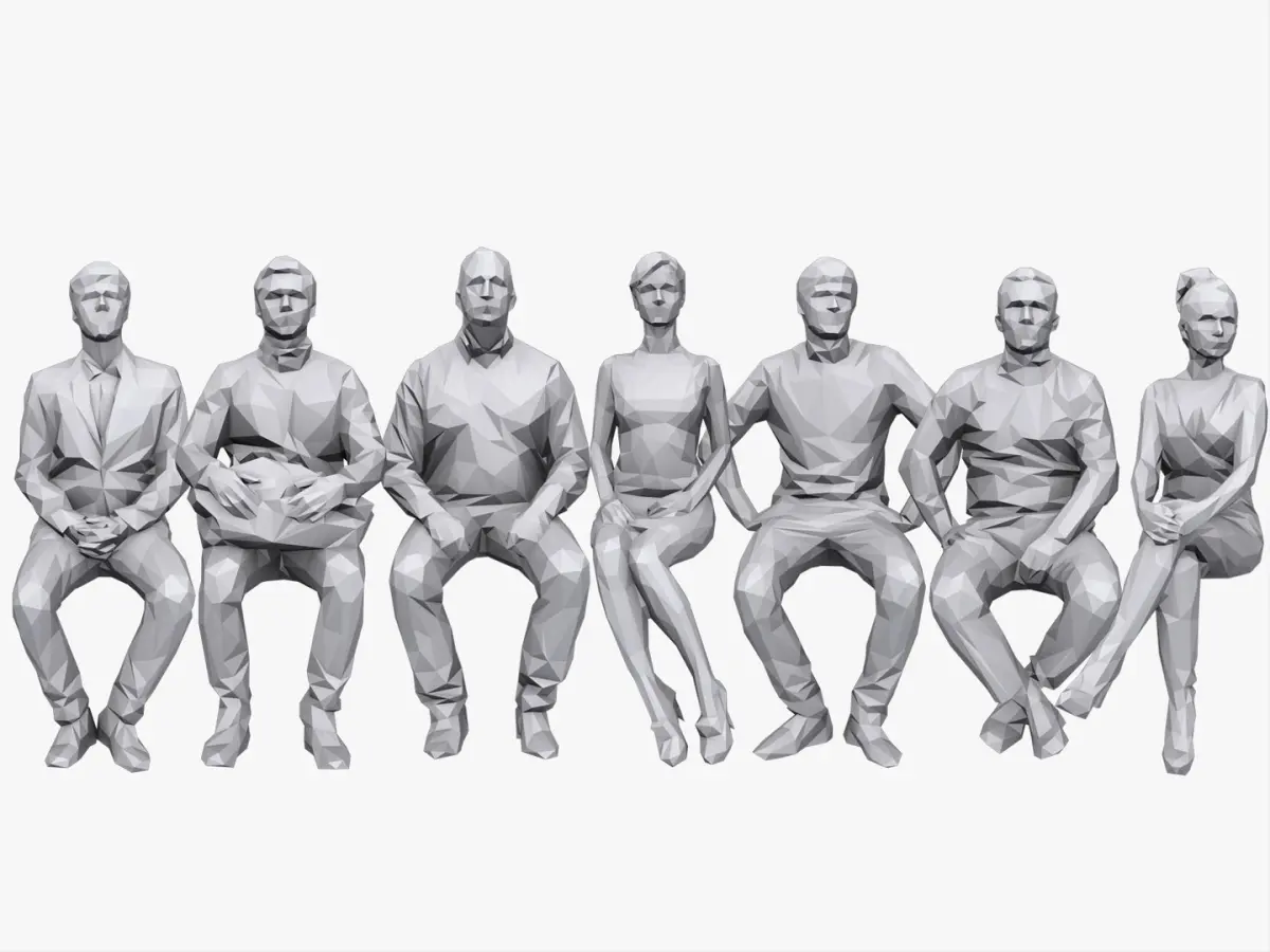 Lowpoly People Sitting Pack Vol. 3 3D model