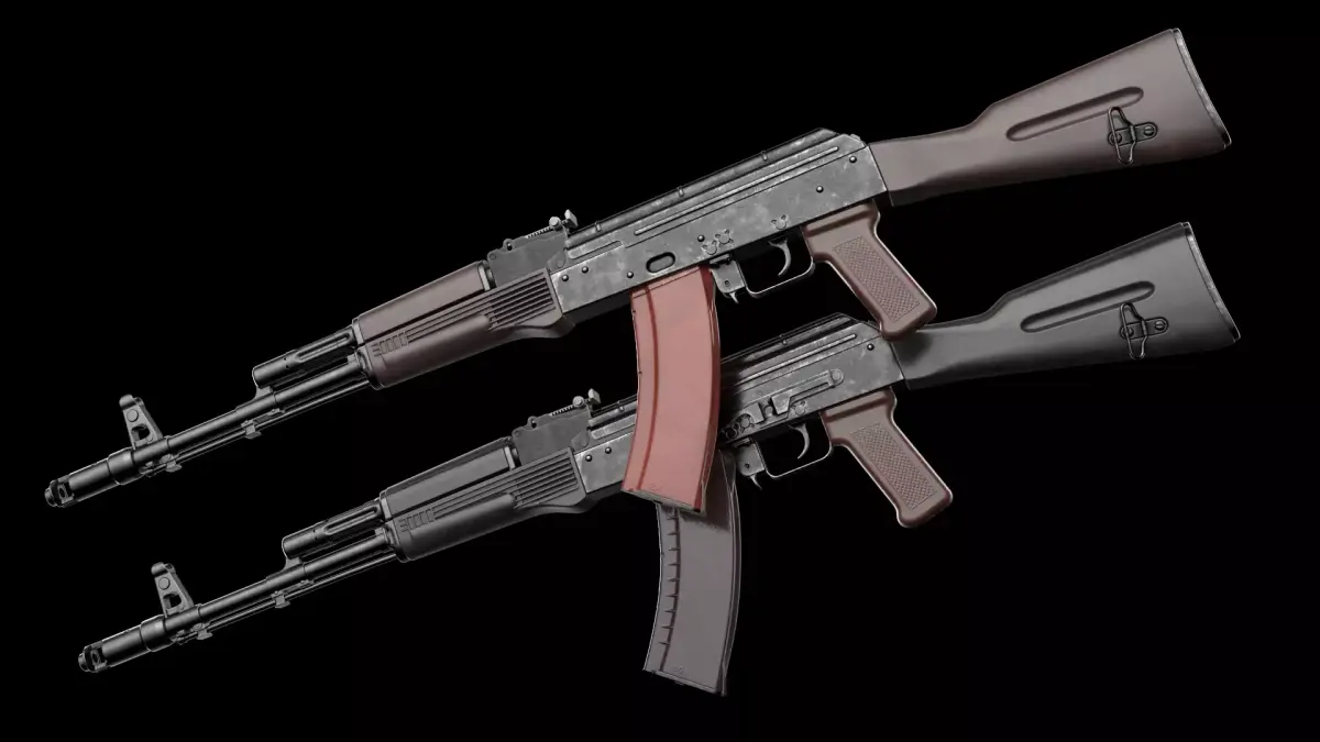 AK-74 Late AK-74N Late Kalashnikov Assault Rifle Game Ready Low-poly 3D model
