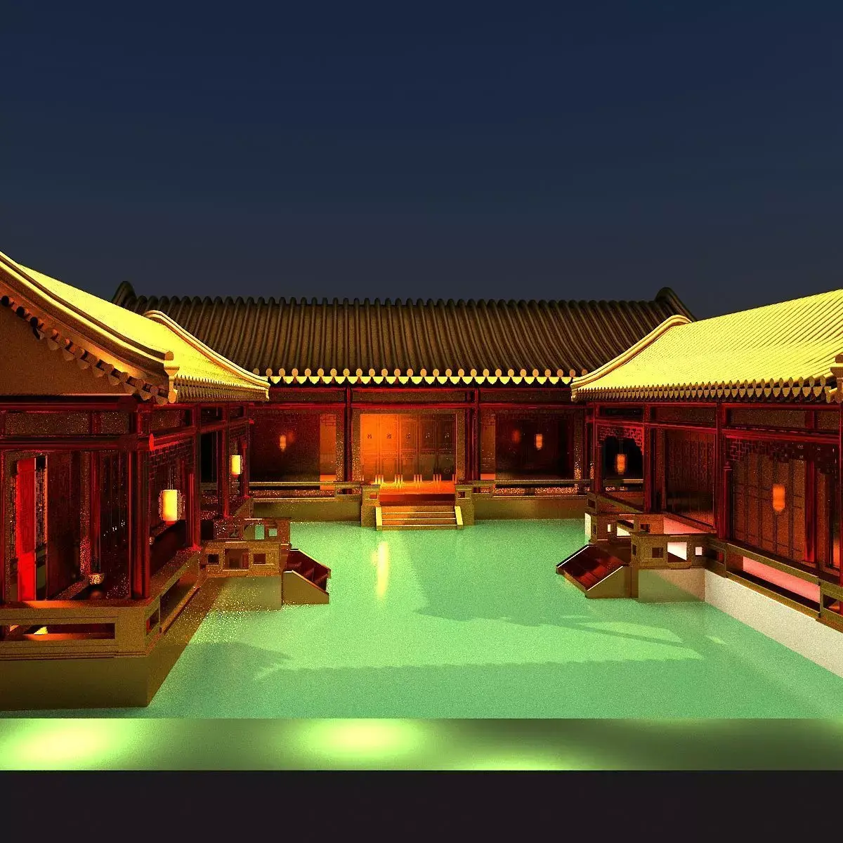 Chinese courtyard house 3D model shop