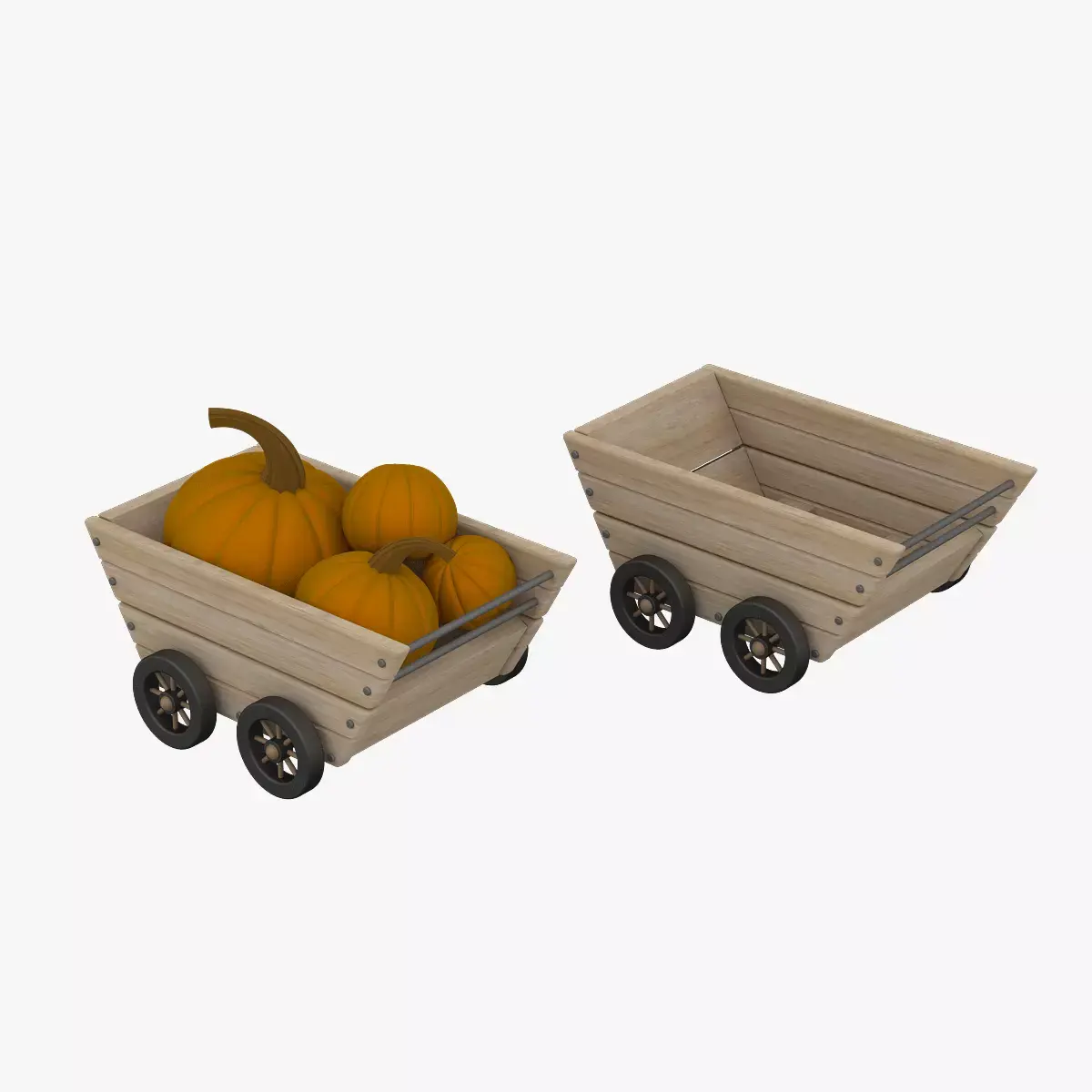 Wood Trolley  3D model purchase