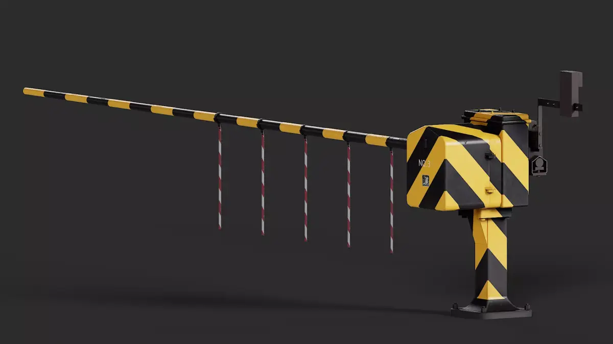 Railroad Level Crossing Barrier Low-poly 3D model