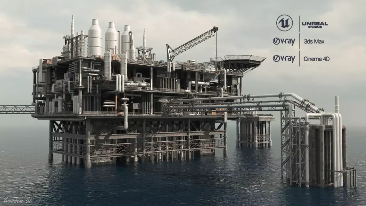 oil platform 3D model buy