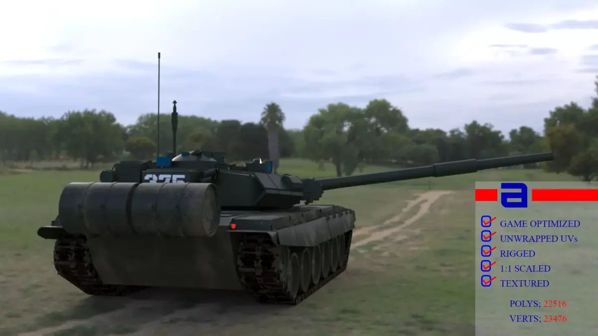  High-Quality Weathered T90A Main Battle Tank 3D Model Low-poly 3D model