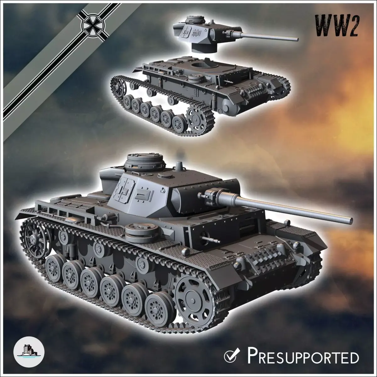 Panzer III Ausf L - miniatures tabletop scenery 3D print model