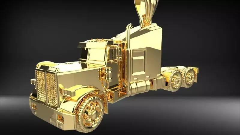 Semi Trailer Truck Pendant Necklace Jewelry 2D Relief 3D print model