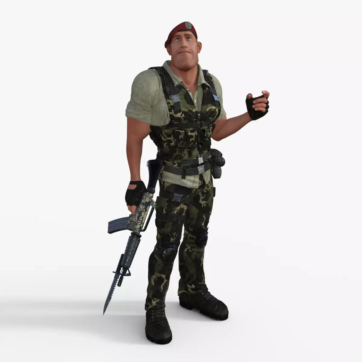 Commando Soldier Character Rigged 3D model