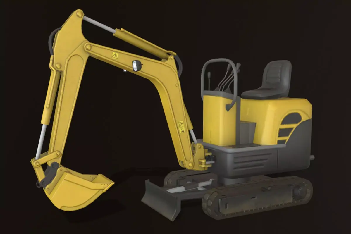 Mini Excavator Low-poly 3D model Low-poly