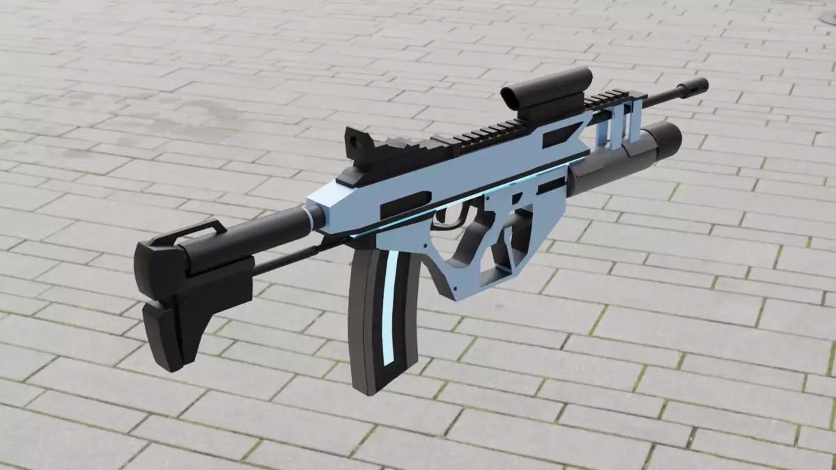 Sci-fi Assult rifle Low-poly 3D model