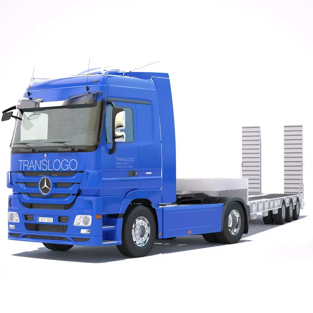 Mercedes Actros Truck With Flatbed Semitruck 3D model