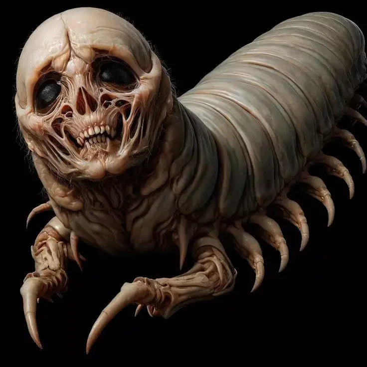 Grotesque Skull-Millipede Hybrid Monster with Claws 3D Render Low-poly 3D model