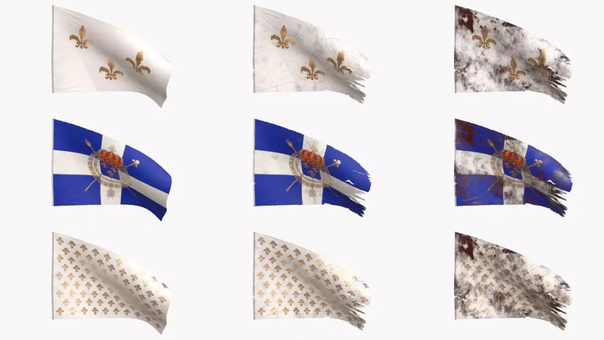 Old French Flag Collection 3D Model Pack purchase