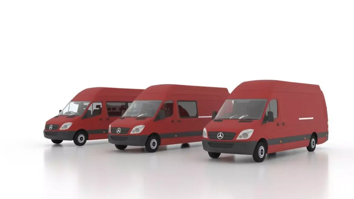 Mercedes Benz Sprinter L4H3 2009 Collection UK 3D Model Pack