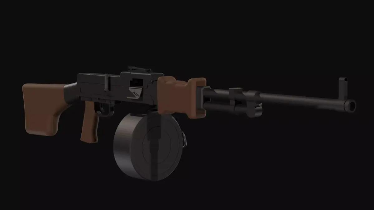 Rpd Low Poly machine gun Low-poly 3D model