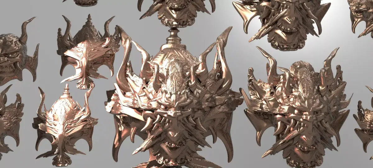 War God Baroque Mask and Shield Collection 3D 3D model