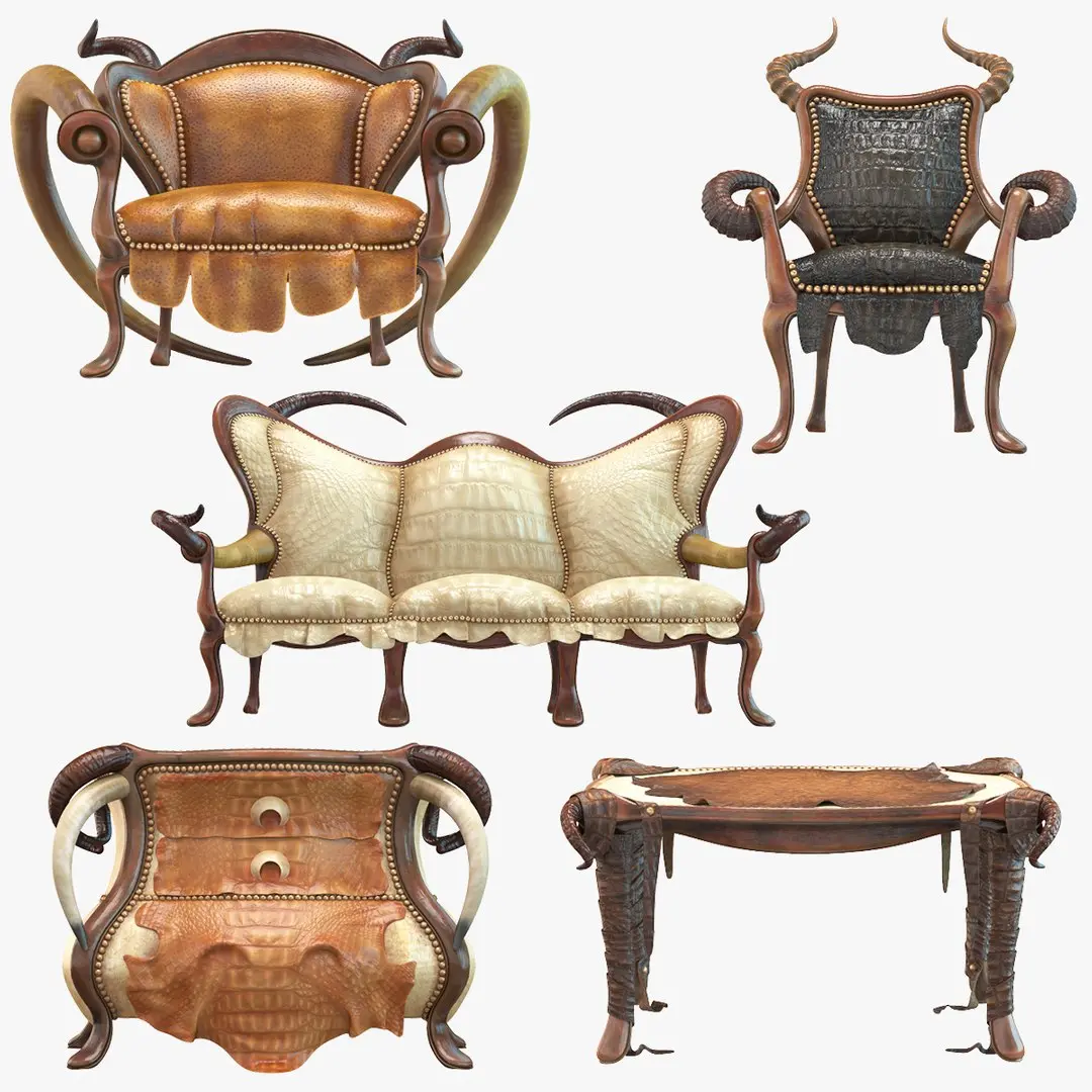 African Furniture Decorative Collection 3D model