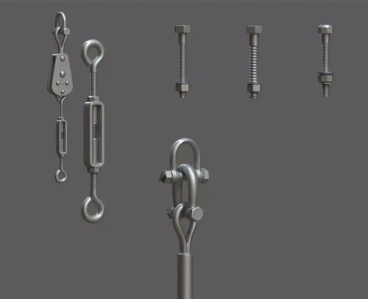 bolts and small parts hardware 3D model