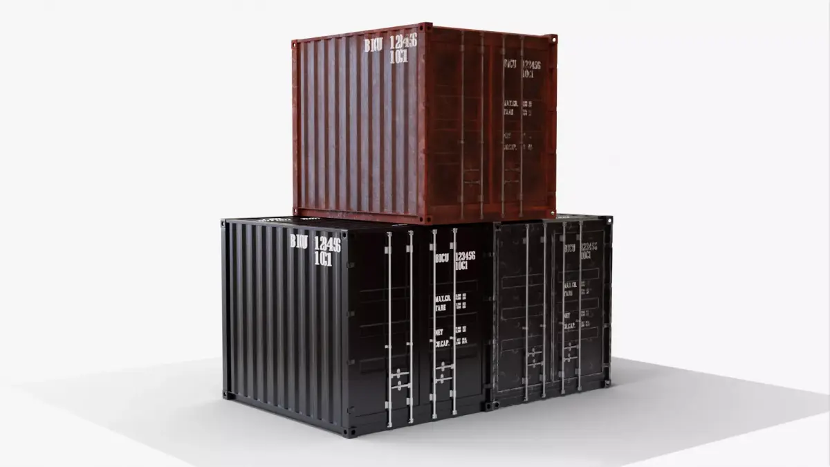 10Ft Cargo Container - Black 3D Model Pack