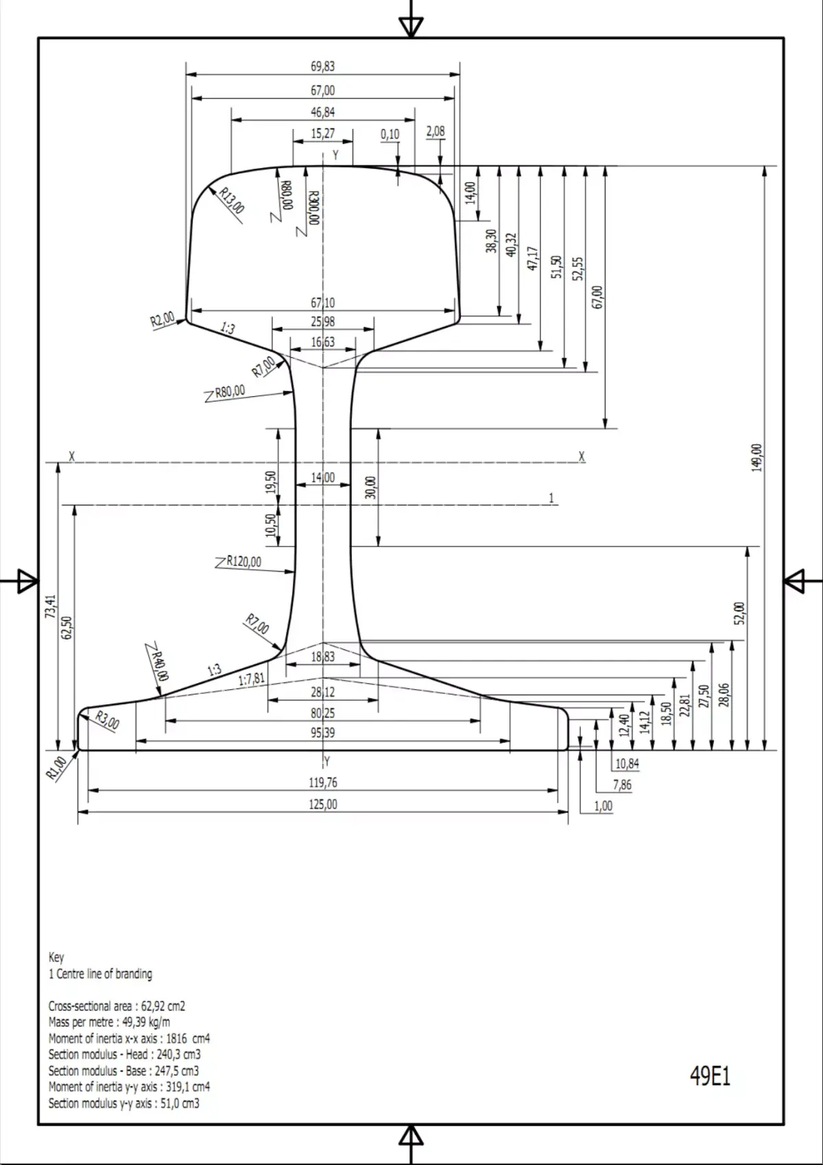 British Standard-EN13674 49E1 rail 3D model