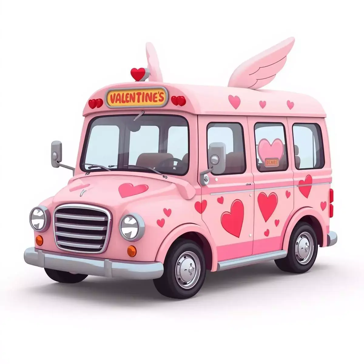 Stylized Valentine Mini Bus 3D Model Low-poly 3D model