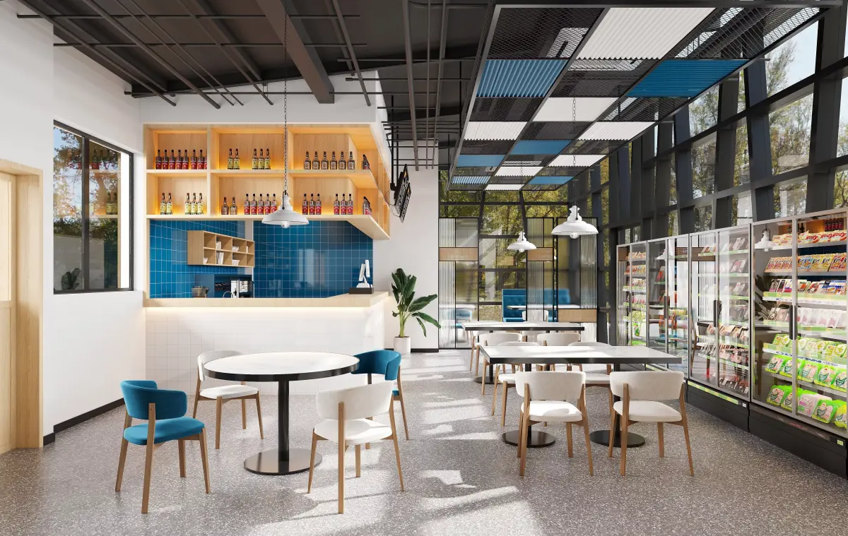 Modern industrial casual cafeteria snack bar lounge 3D model