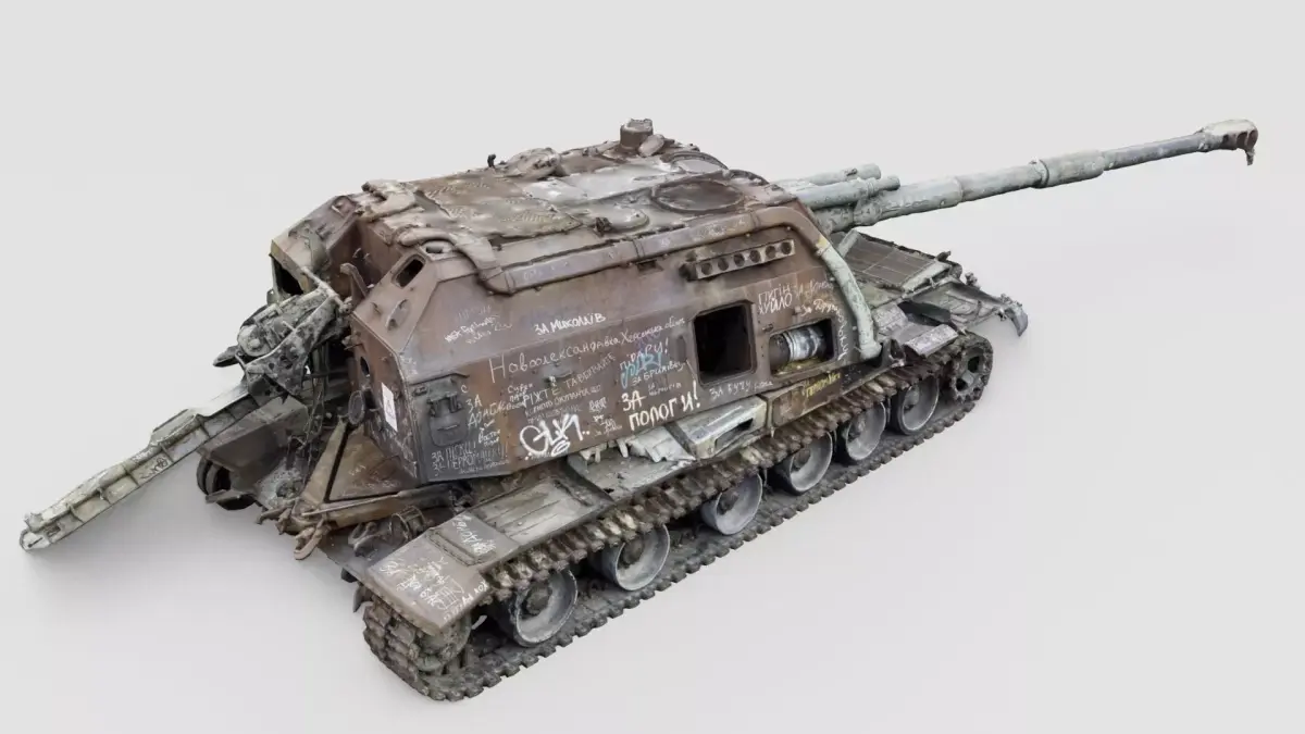 Destroyed 2S19 Msta 152 mm self-propelled howitzer M1990 3D model purchase