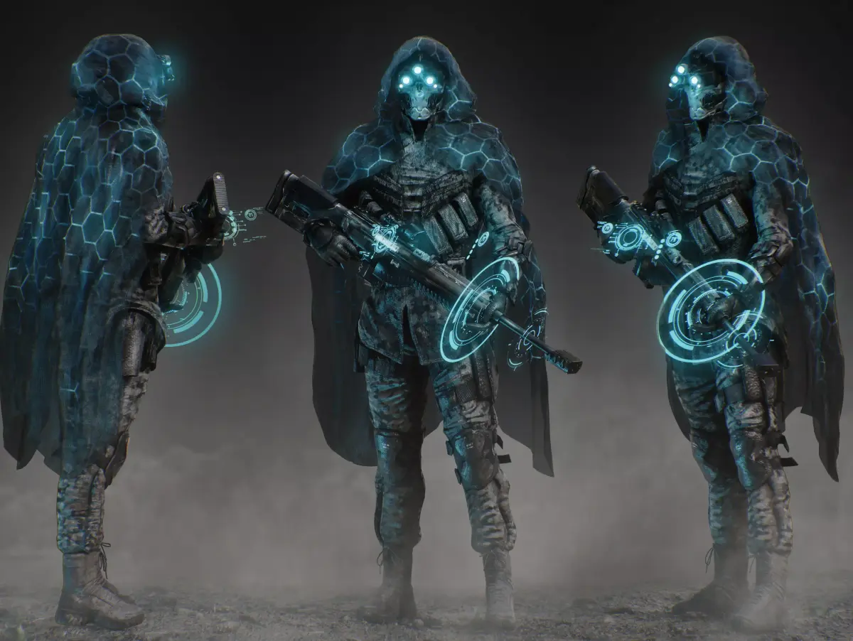 Sci Fi Stealth Sniper Soldier Low-poly 3D model