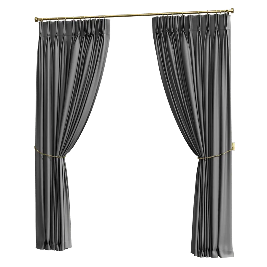  Pulled Back Pinch Pleat Curtains Model, Grey 