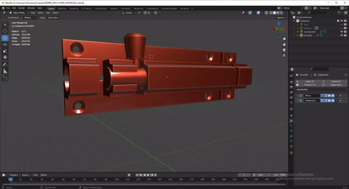 Barrel Bolt  3D model