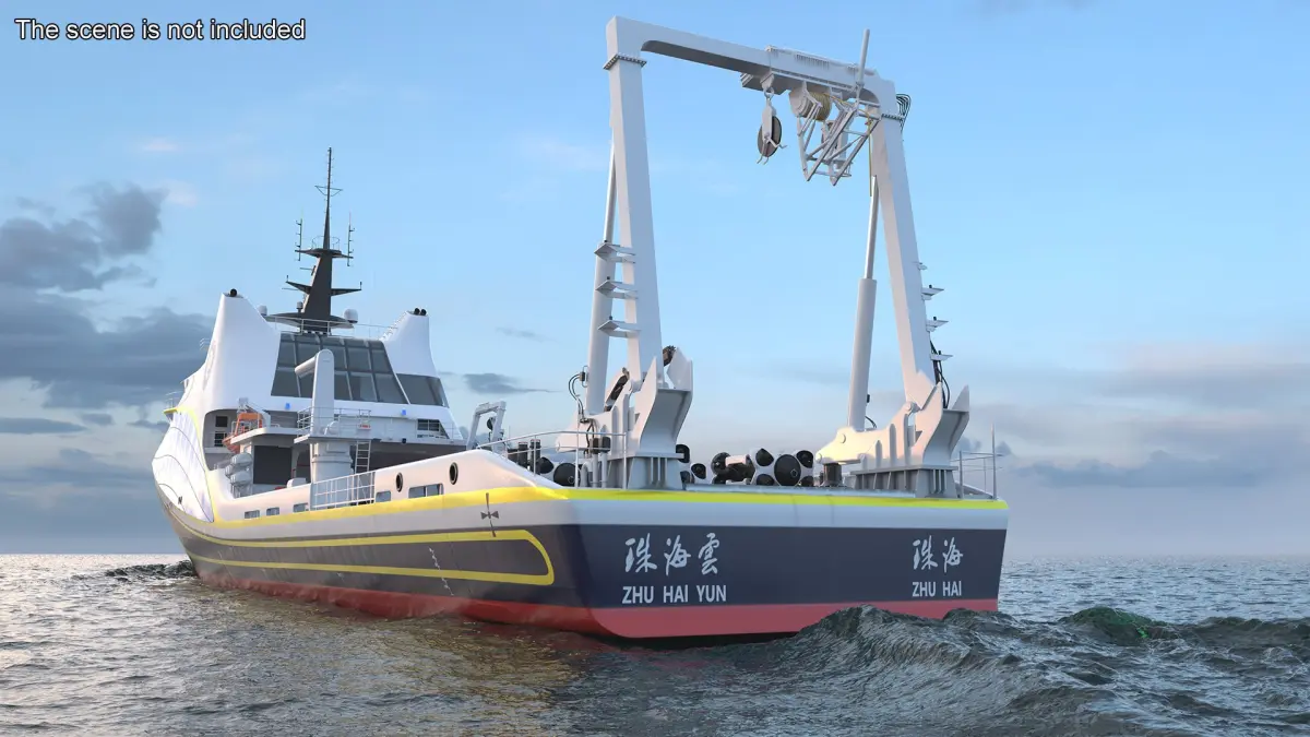 Zhu Hai Yun Ship with Underwater Drones on Board 3D model purchase