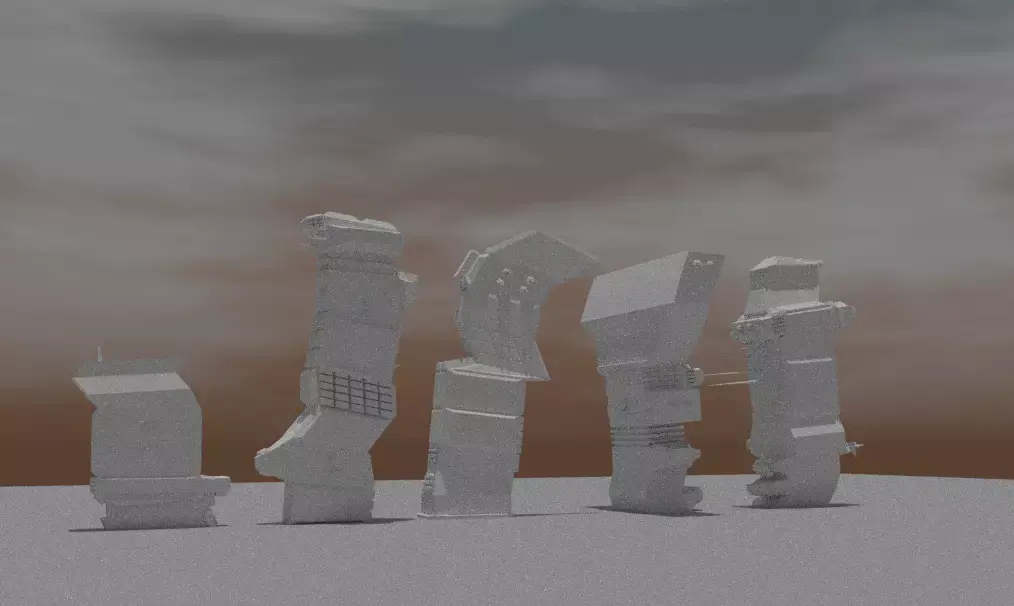 Sci Fi Buildings Pack of 5 Free low-poly 3D model