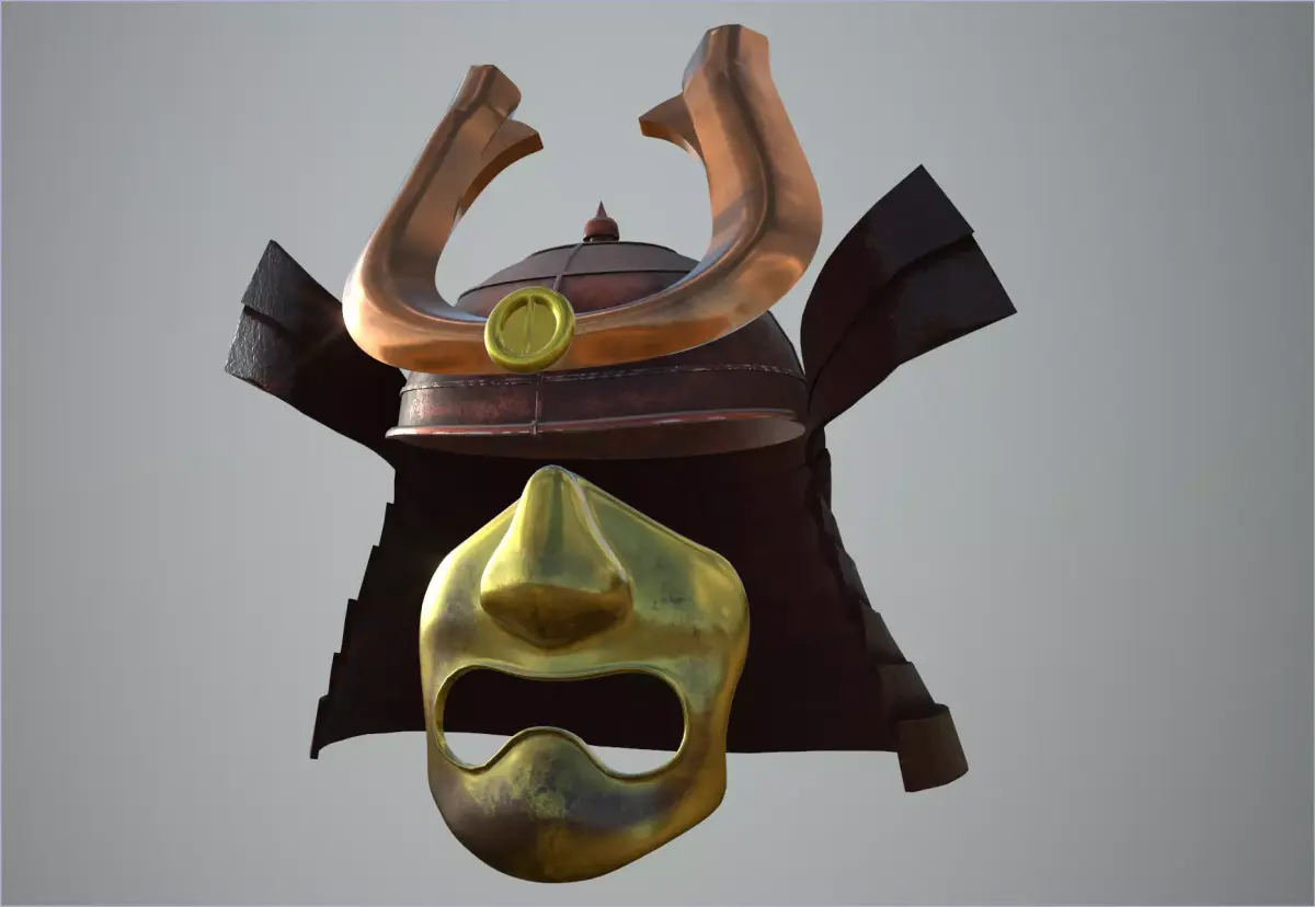 Samurai Helmet and face mask - 2K Full PBR textures Low-poly 3D model