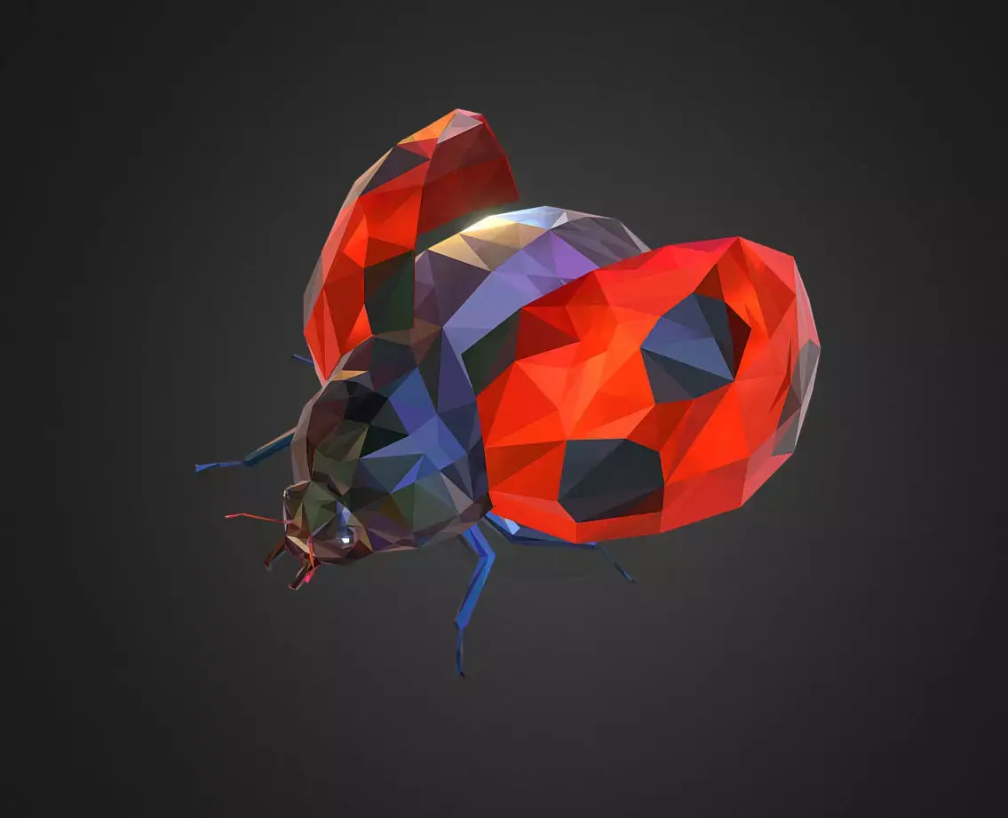 Bug Ladybug Red Low Polygon Art Insect Low-poly 3D model