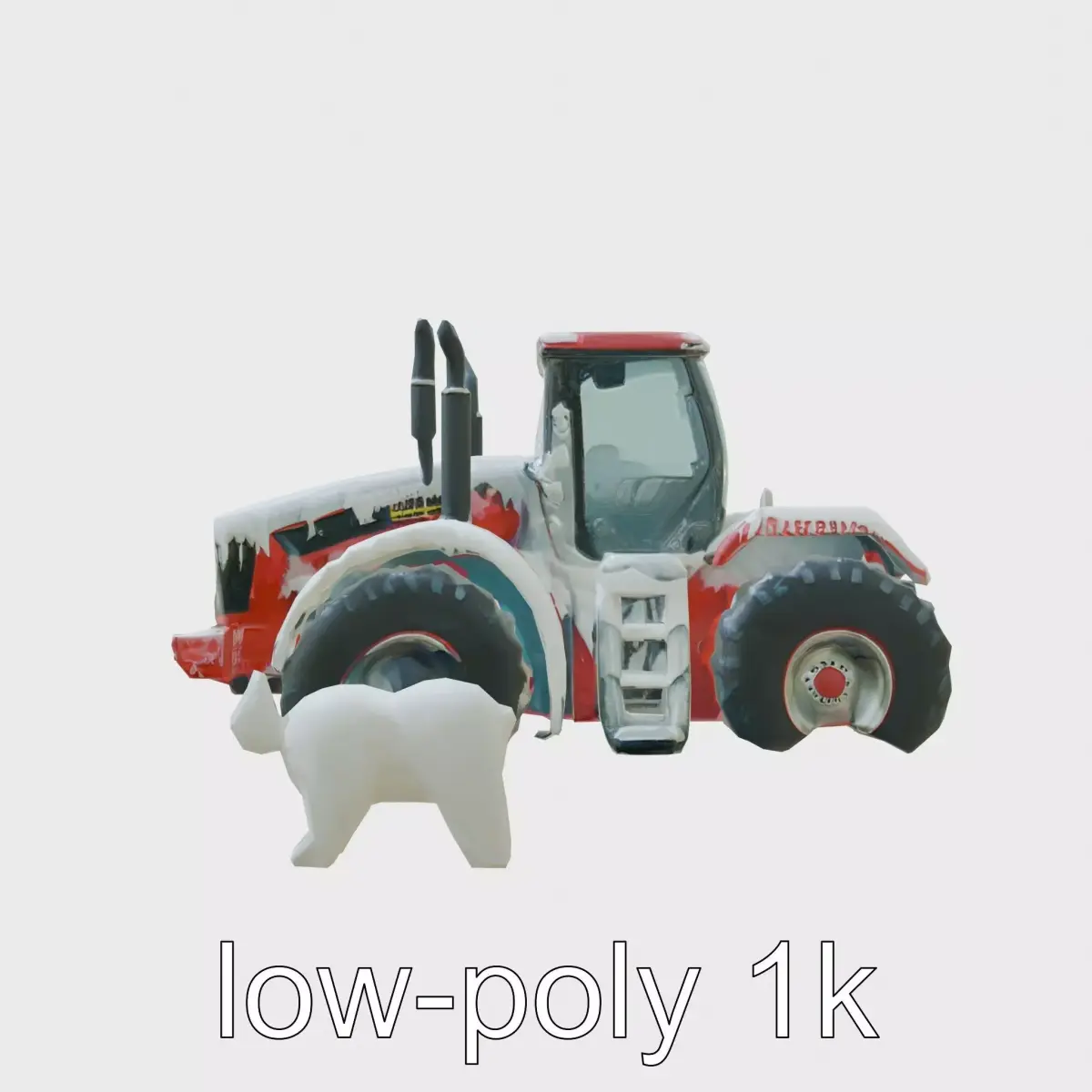 Frozen Tractor in Arctic Glacier with Polar Bears Low-poly 3D model