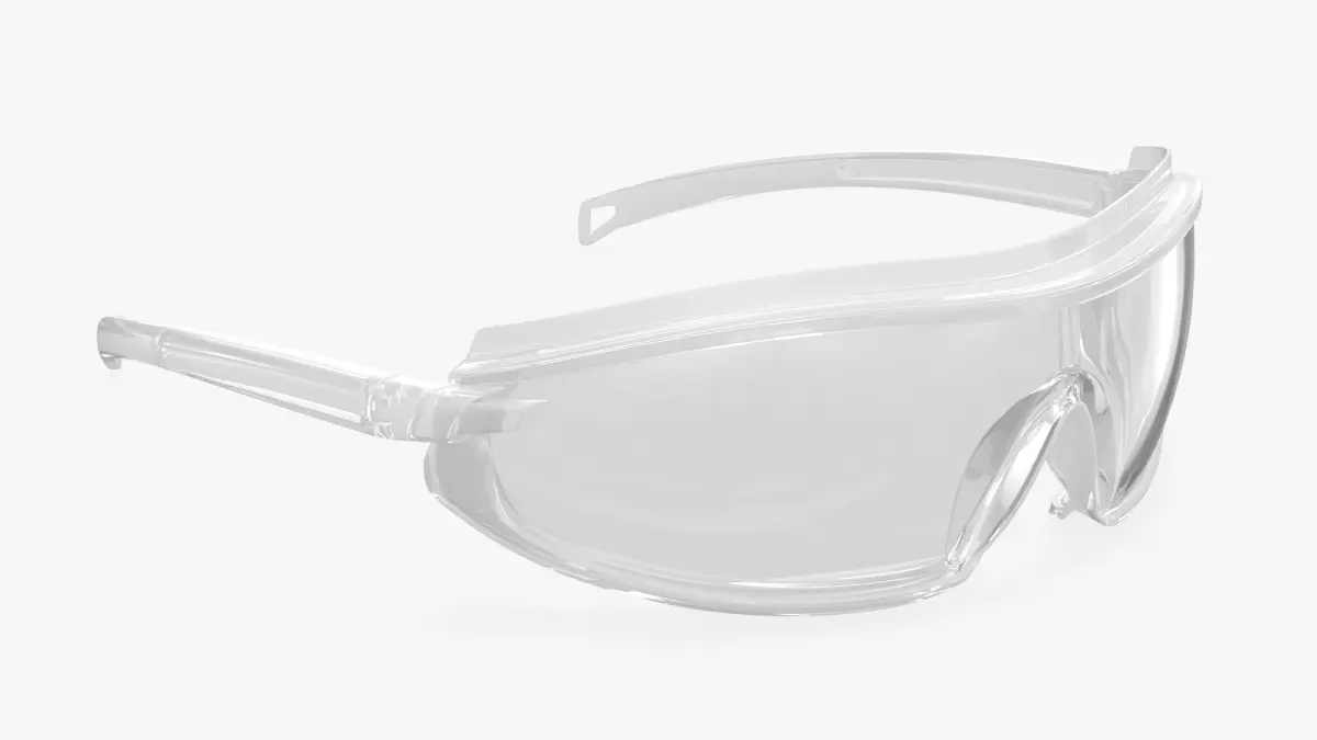 Wraparound Safety Glasses Transparent 3D model