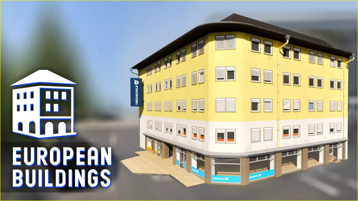 European Buildings City - Office A - Modular - Enterable - Ger Low-poly 3D model