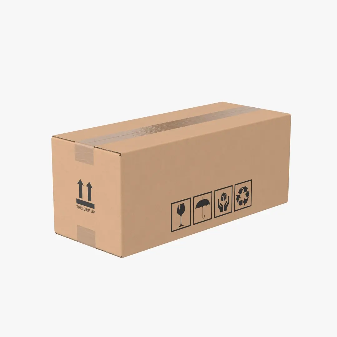 Cardboard Box 50x20x20 Closed 3D model